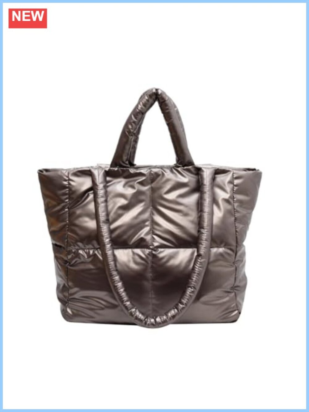 PU Puffy Quilted Padded Tote Bag Large Shoulder Handbag for Women
